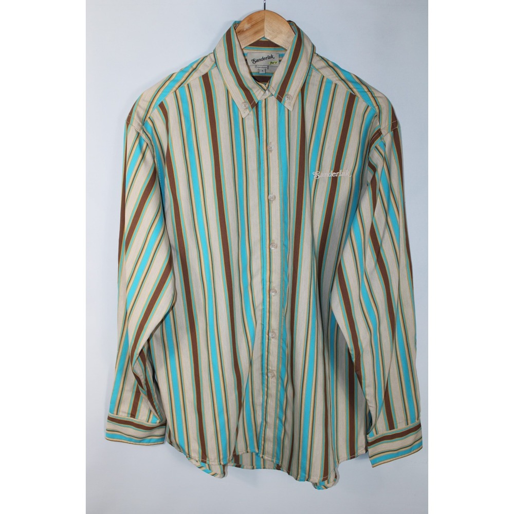 Sanderlak Men's Medium Long Sleeve Oversized Shirt in Multi Stripe $495